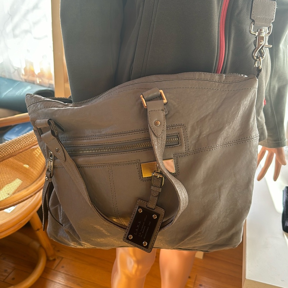 L.A.M.B. Gray leather purse